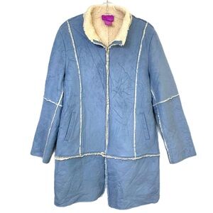 Y2K Blue Sherpa Penny Lane Coat Women’s Size Large